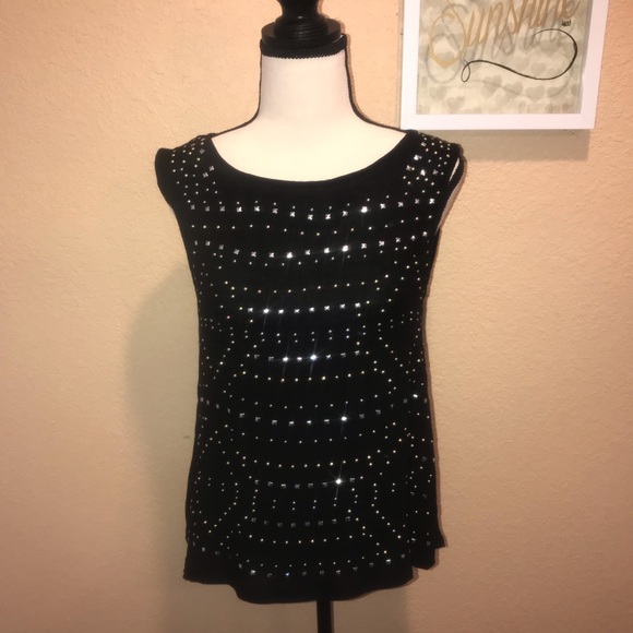 Jack by BB Dakota  Black studded Tank Top Open Back size  XS - Picture 7 of 12